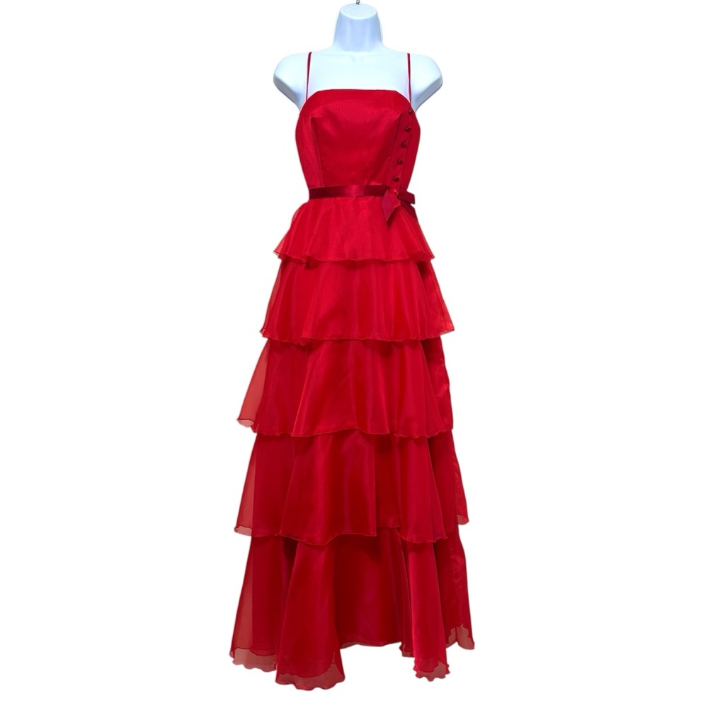 Vtg Mike Benet Y2K 90's Red Babydoll Prom Gown Formal Dress Sz 4 Event Glam